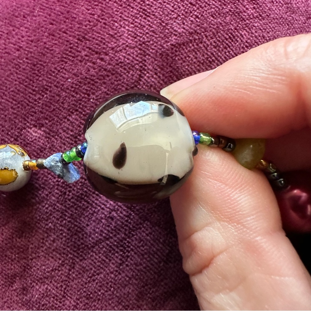 Murano Vintage Multicolor Beaded Glass and Stone Necklace.  STUNNING 🤩 20” w ext - Picture 8 of 15